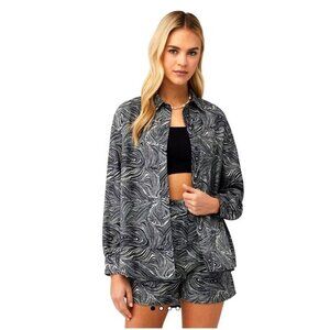 4th & Reckless Andie Zebra Shirt Monochrome Print XS Button-Up Long Sleeve NWT